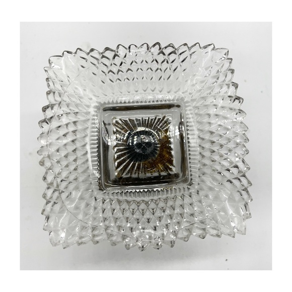 Vintage Clear Glass Art Deco Dis Candy or Nut Dish Diamond Point Glass Pattern - Picture 3 of 4
